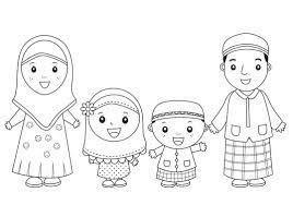 gambar mewarnai kartun keluarga islam